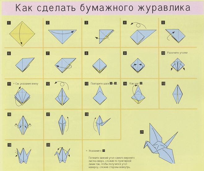 Как сделать журавля из бумаги